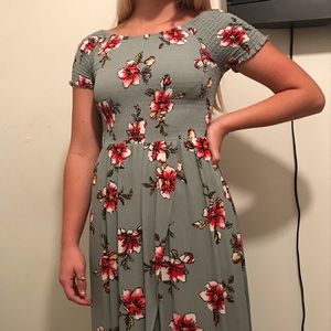 Green floral dress